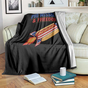 Pig Missiles And Freedom Hot Dog 4th of July Humor Throw Blanket