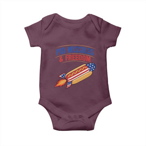 Pig Missiles And Freedom Hot Dog 4th of July Humor Baby Onesie