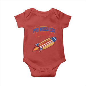 Pig Missiles And Freedom Hot Dog 4th of July Humor Baby Onesie