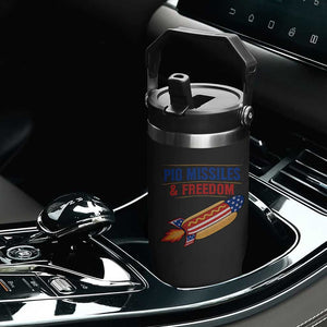Pig Missiles And Freedom Hot Dog 4th of July Humor Flip Straw Tumbler