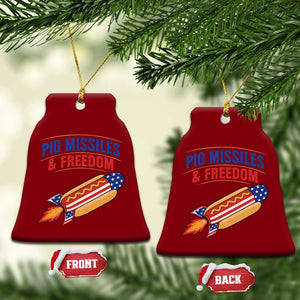 Pig Missiles And Freedom Hot Dog 4th of July Humor Ceramic Ornament