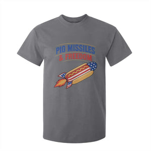 Pig Missiles And Freedom Hot Dog 4th of July Humor T Shirt For Kid