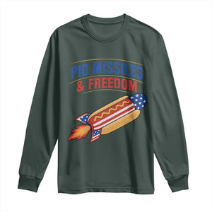 Pig Missiles And Freedom Hot Dog 4th of July Humor Long Sleeve Shirt