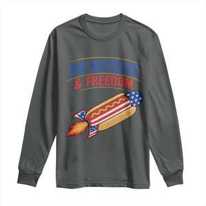 Pig Missiles And Freedom Hot Dog 4th of July Humor Long Sleeve Shirt