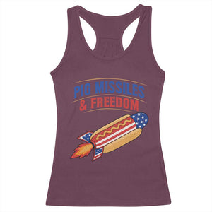 Pig Missiles And Freedom Hot Dog 4th of July Humor Racerback Tank Top