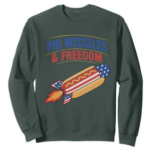 Pig Missiles And Freedom Hot Dog 4th of July Humor Sweatshirt
