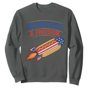 Pig Missiles And Freedom Hot Dog 4th of July Humor Sweatshirt