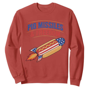 Pig Missiles And Freedom Hot Dog 4th of July Humor Sweatshirt