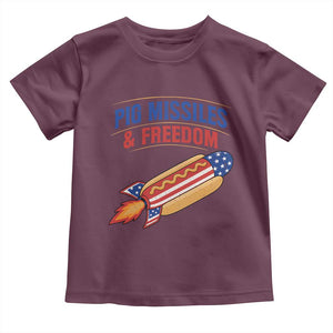 Pig Missiles And Freedom Hot Dog 4th of July Humor Toddler T Shirt