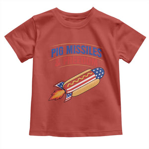 Pig Missiles And Freedom Hot Dog 4th of July Humor Toddler T Shirt