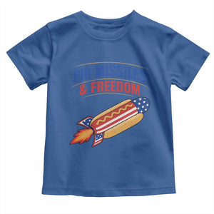 Pig Missiles And Freedom Hot Dog 4th of July Humor Toddler T Shirt