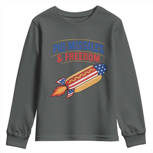 Pig Missiles And Freedom Hot Dog 4th of July Humor Youth Sweatshirt