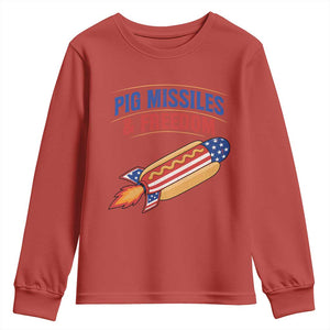 Pig Missiles And Freedom Hot Dog 4th of July Humor Youth Sweatshirt
