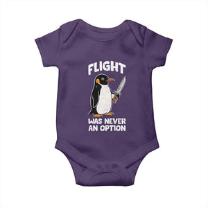 Penguin Flight Was Never An Option Baby Onesie Funny Dark Humor