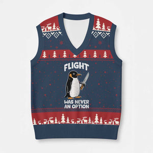 Penguin Flight Was Never An Option V-Neck Knit Sweater Vest Funny Dark Humor