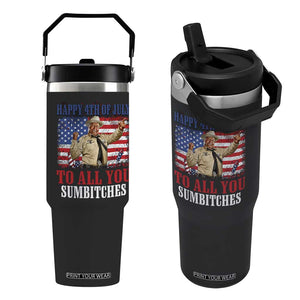 Happy 4th of July To All You Sumbitches Flip Straw Tumbler Funny Smokey Patriotic American 70s Movie The Bandit TS11 One Size: 30 oz Black Print Your Wear