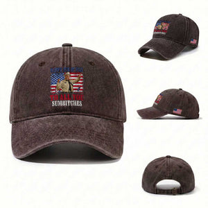 Happy 4th of July To All You Sumbitches Washed Cotton Baseball Cap Funny Smokey Patriotic American 70s Movie The Bandit TS11 Washed Cap Universal Fit Dark Brown Print Your Wear
