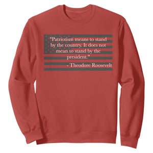 Theodore Roosevelt Sweatshirt Patriotism Means To Stand By The Country Not By The President