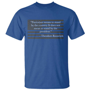 Theodore Roosevelt T Shirt Patriotism Means To Stand By The Country Not By The President