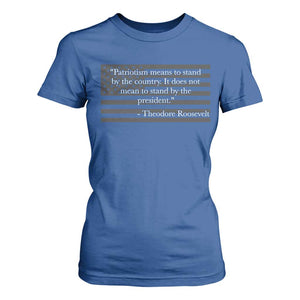Theodore Roosevelt T Shirt For Women Patriotism Means To Stand By The Country Not By The President