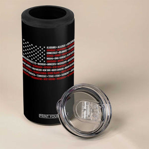 50 US States 4th of July Vintage American Flag 4 in 1 Can Cooler Tumbler