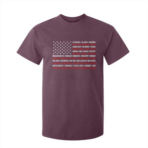 50 US States 4th of July Vintage American Flag T Shirt For Kid