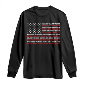 50 US States 4th of July Vintage American Flag Long Sleeve Shirt