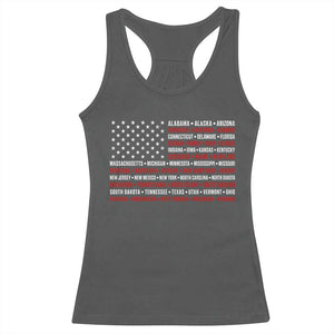 50 US States 4th of July Vintage American Flag Racerback Tank Top