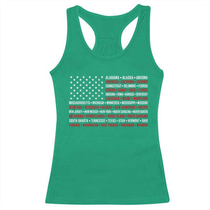 50 US States 4th of July Vintage American Flag Racerback Tank Top