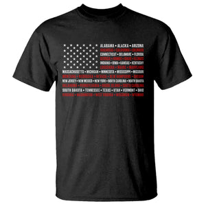 50 US States 4th of July Vintage American Flag T Shirt