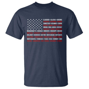 50 US States 4th of July Vintage American Flag T Shirt