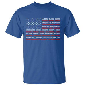 50 US States 4th of July Vintage American Flag T Shirt