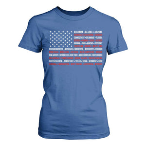 50 US States 4th of July Vintage American Flag T Shirt For Women