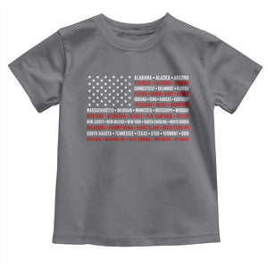 50 US States 4th of July Vintage American Flag Toddler T Shirt