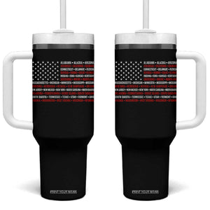 50 US States 4th of July Vintage American Flag Tumbler With Handle