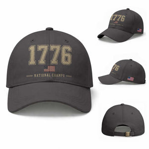 1776 National Champs 250th Anniversary USA 4th of July Baseball Cap TS11 Baseball Cap Universal Fit Dark Gray Print Your Wear