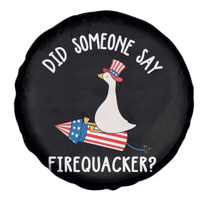 Patriotic Silly Goose 4th of July Spare Tire Cover Did Someone Say Firequacker
