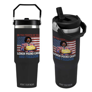 Lemon Pound Cake And Freedom Flip Straw Tumbler 4th of July Hip Hop Edgy Humor Rap Fan