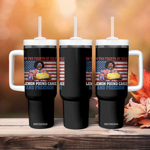 Lemon Pound Cake And Freedom Tumbler With Handle 4th of July Hip Hop Edgy Humor Rap Fan