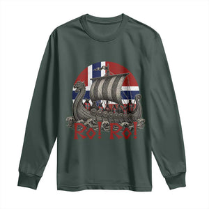 Ro Ro Norway Long Sleeve Shirt Norwegian Viking Row Longship Norge Football Fan TS11 Dark Forest Green Print Your Wear