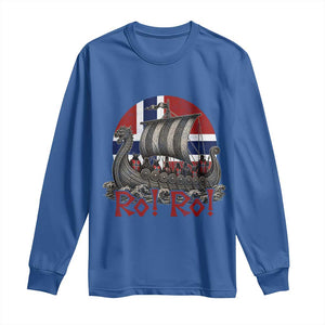 Ro Ro Norway Long Sleeve Shirt Norwegian Viking Row Longship Norge Football Fan TS11 Royal Blue Print Your Wear