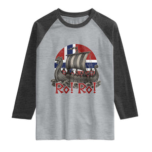 Ro Ro Norway Raglan Shirt Norwegian Viking Row Longship Norge Football Fan TS11 Heather Gray Heather Charcoal Print Your Wear