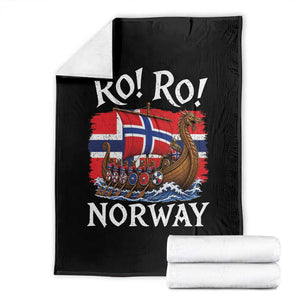 Ro Ro Norway Viking Row Throw Blanket Norwegian Flag Longship for Norge Football Fan TS11 Black Print Your Wear
