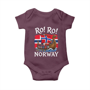 Ro Ro Norway Viking Row Baby Onesie Norwegian Flag Longship for Norge Football Fan TS11 Maroon Print Your Wear