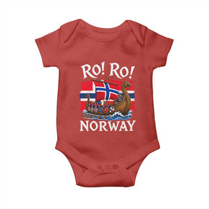 Ro Ro Norway Viking Row Baby Onesie Norwegian Flag Longship for Norge Football Fan TS11 Red Print Your Wear