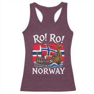 Ro Ro Norway Viking Row Racerback Tank Top Norwegian Flag Longship for Norge Football Fan TS11 Maroon Print Your Wear