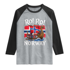 Ro Ro Norway Viking Row Raglan Shirt Norwegian Flag Longship for Norge Football Fan TS11 Heather Gray Black Print Your Wear