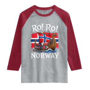 Ro Ro Norway Viking Row Raglan Shirt Norwegian Flag Longship for Norge Football Fan TS11 Heather Gray Heather Red Print Your Wear