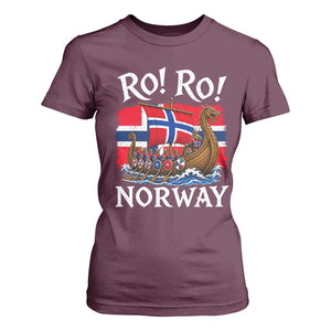 Ro Ro Norway Viking Row T Shirt For Women Norwegian Flag Longship for Norge Football Fan TS11 Maroon Print Your Wear