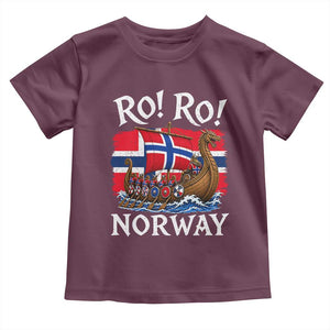 Ro Ro Norway Viking Row Toddler T Shirt Norwegian Flag Longship for Norge Football Fan TS11 Maroon Print Your Wear